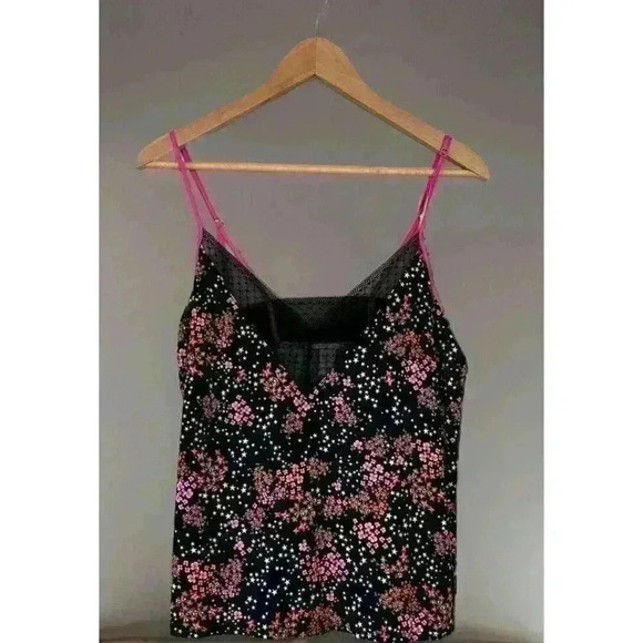 Victorias Secret Lightweight Floral Camisole Top Size Large Black Pink - Picture 1 of 7